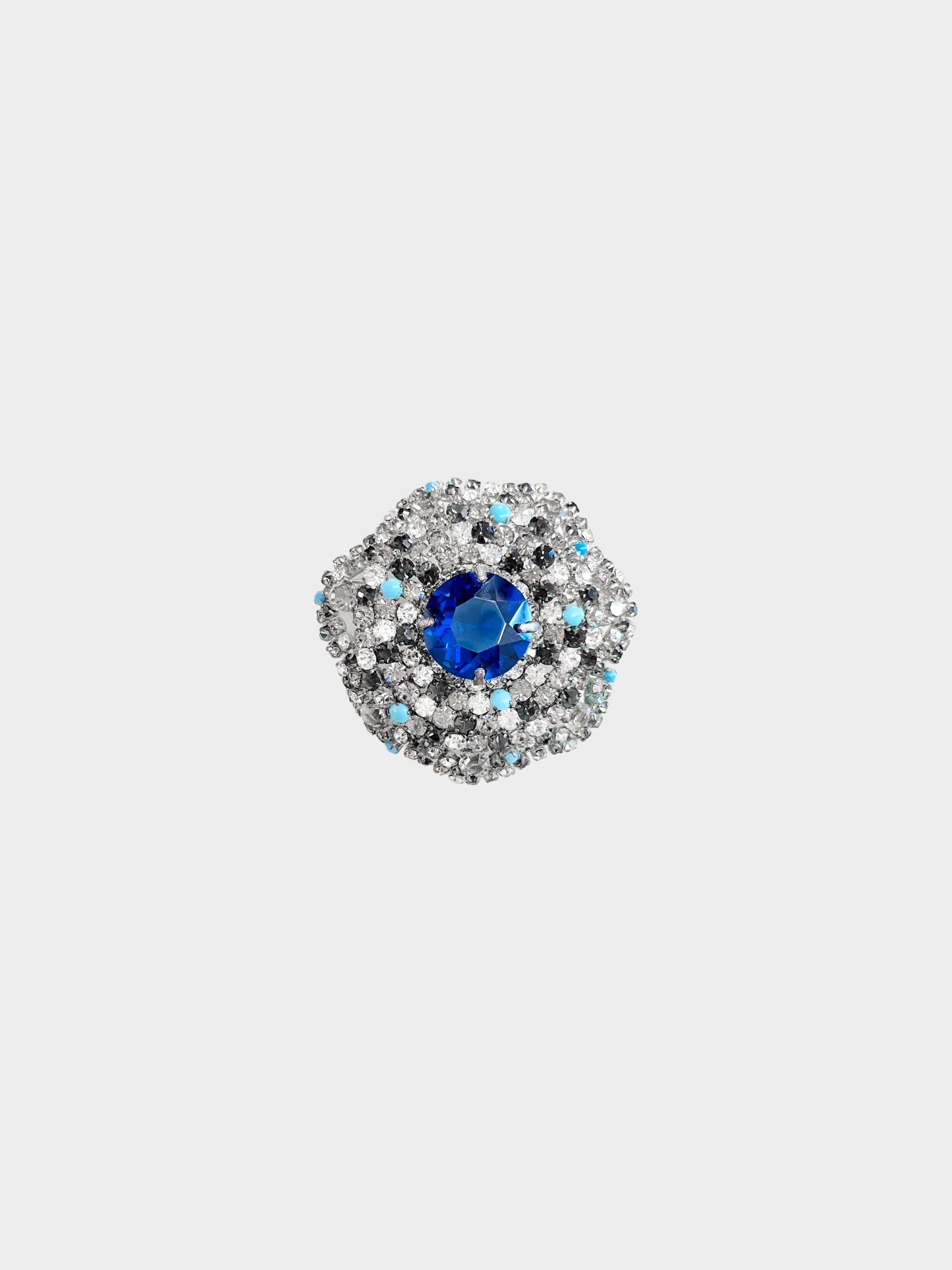 Christian Dior 1961 Blue and Silver Rhinestone Embellished Floral Brooch