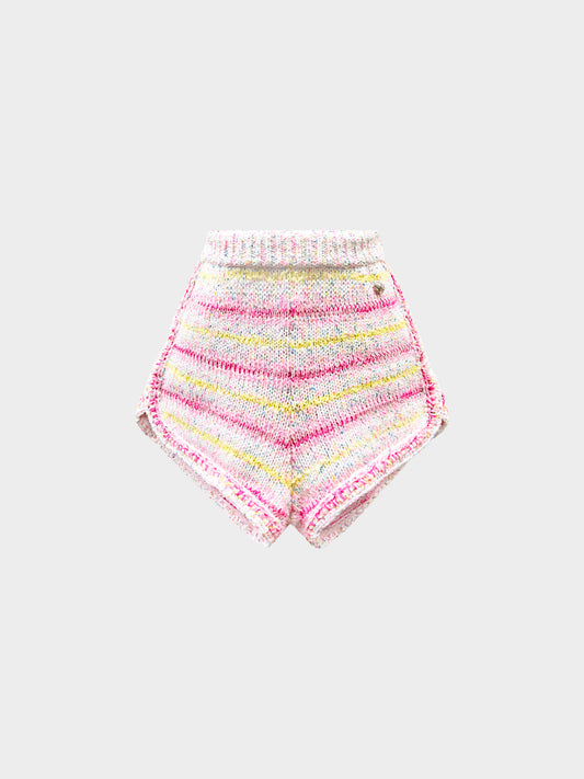 Chanel Resort 2024 LOVE COCO Cotton Candy Striped Knit Shorts