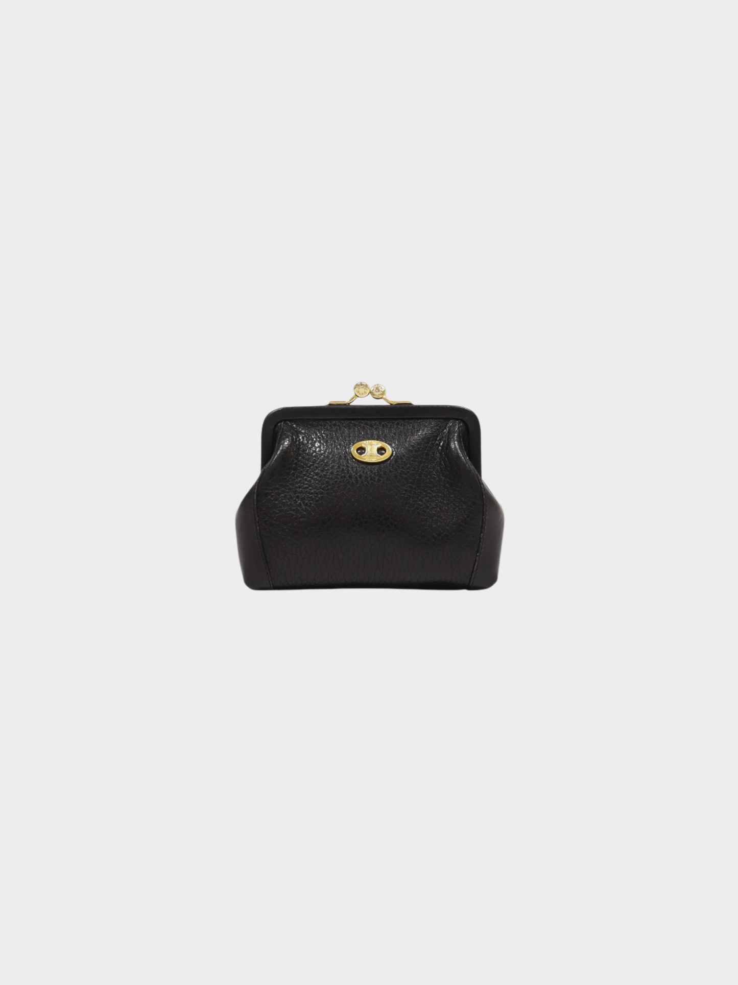 Celine 2000s Black Leather Blazon Hardware Coin Purse