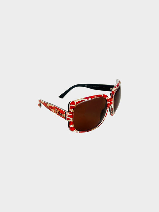 Christian Dior 2000s Red Abstract Print Sonnenbrille Sunglasses