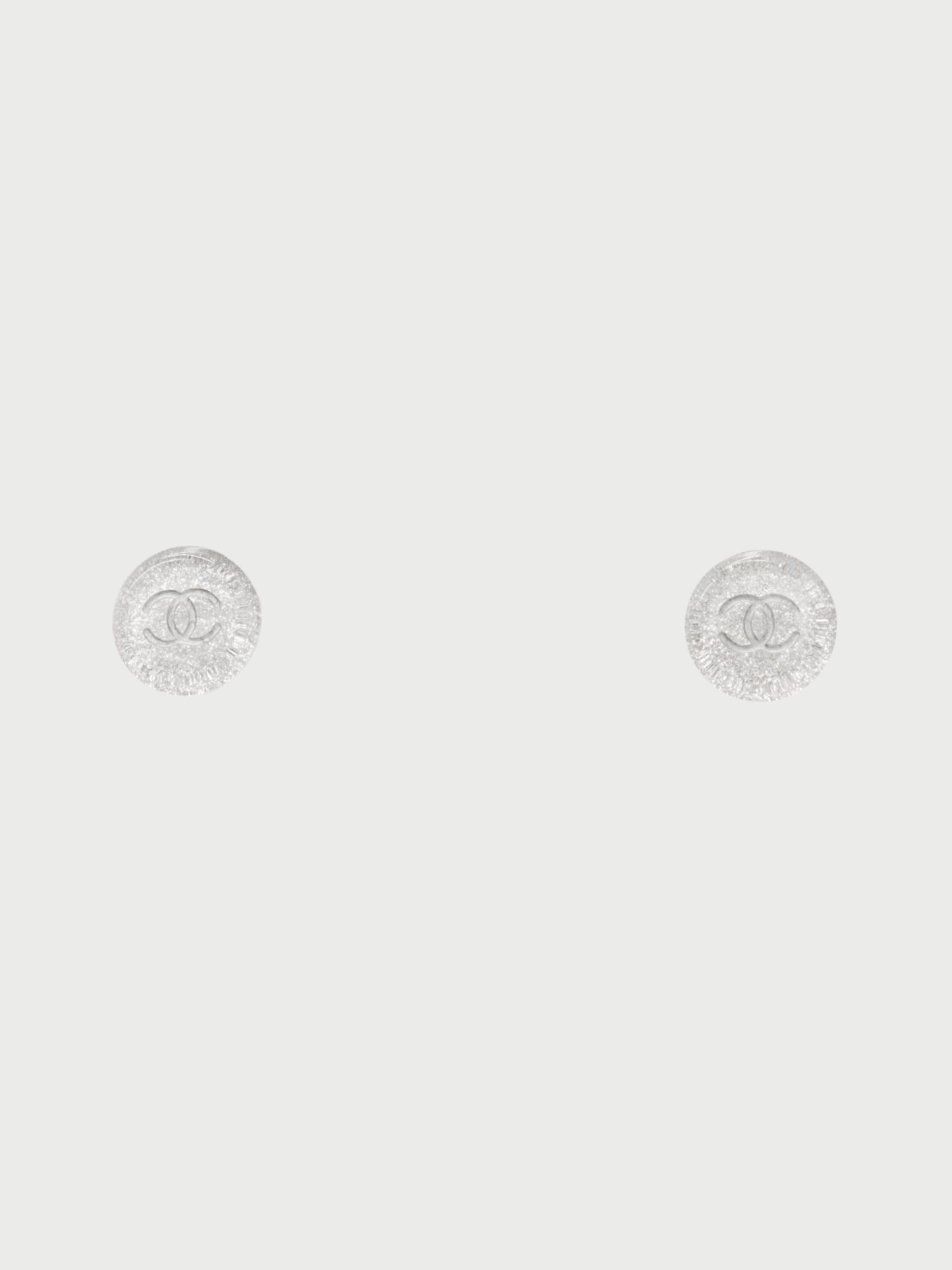 Chanel 2000 Silver Plated Metal Plastic COCO Round Earrings