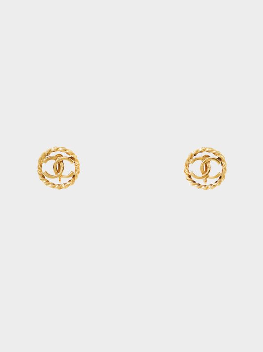 Chanel 2000s Gold COCO Twist Round Earrings