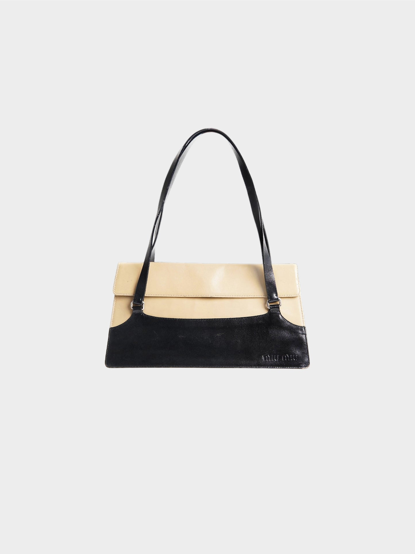 Miu Miu FW 1999 Black and Beige Leather Shoulder Bag