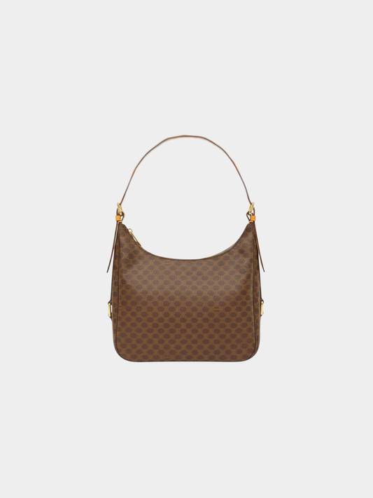 Celine 2000s Brown Macadam PVC One-Shoulder Bag