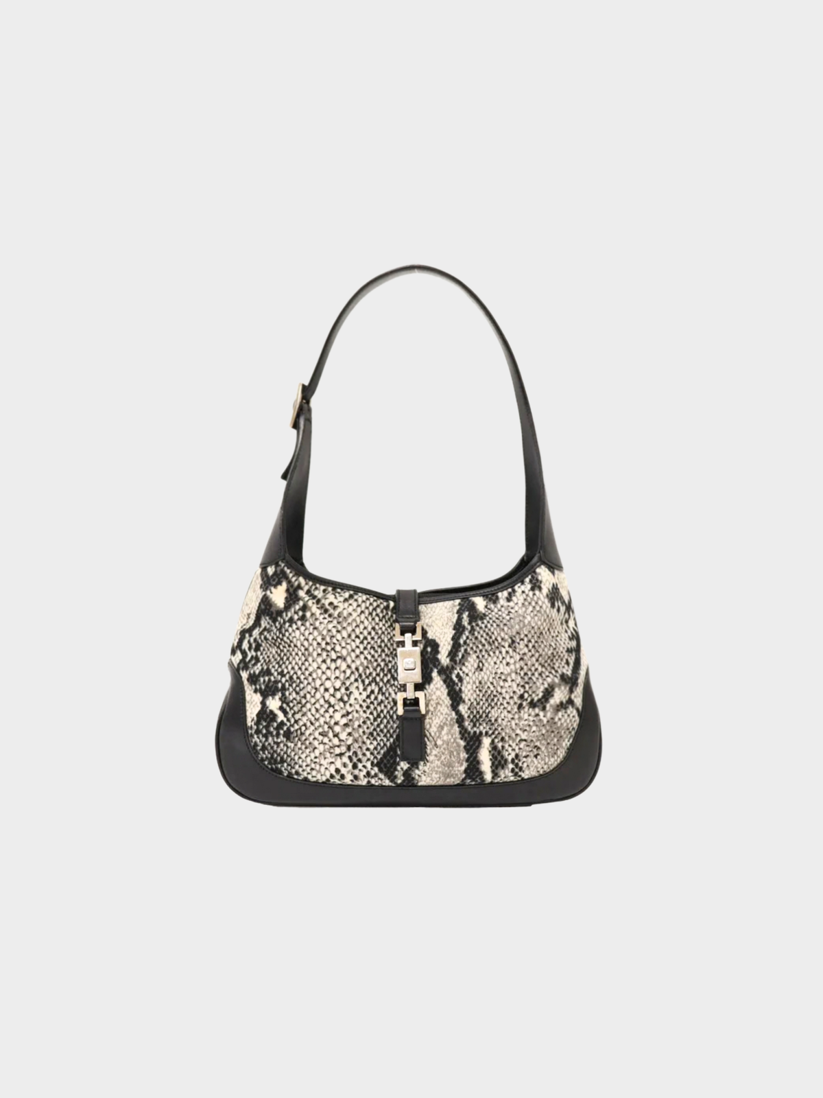 Gucci 2000s Black White Python Jackie Shoulder Bag