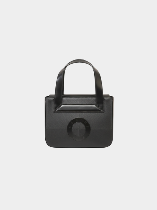 Celine 2000s Black Leather Circle Logo Handbag