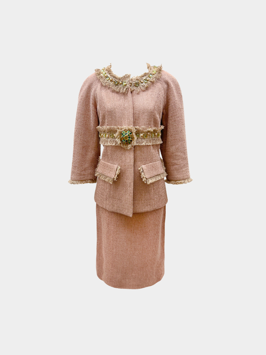 Chanel 2018 Dusty Rose Embellished Skirt Suit