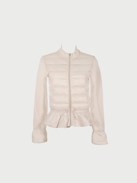 Moncler 2010s Raspberry Pink Nylon Cotton Maglia Cardigan