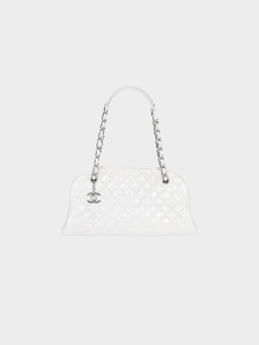 Chanel by Karl Lagerfeld 2011 White Patent Leather Quilted Shoulder Bag