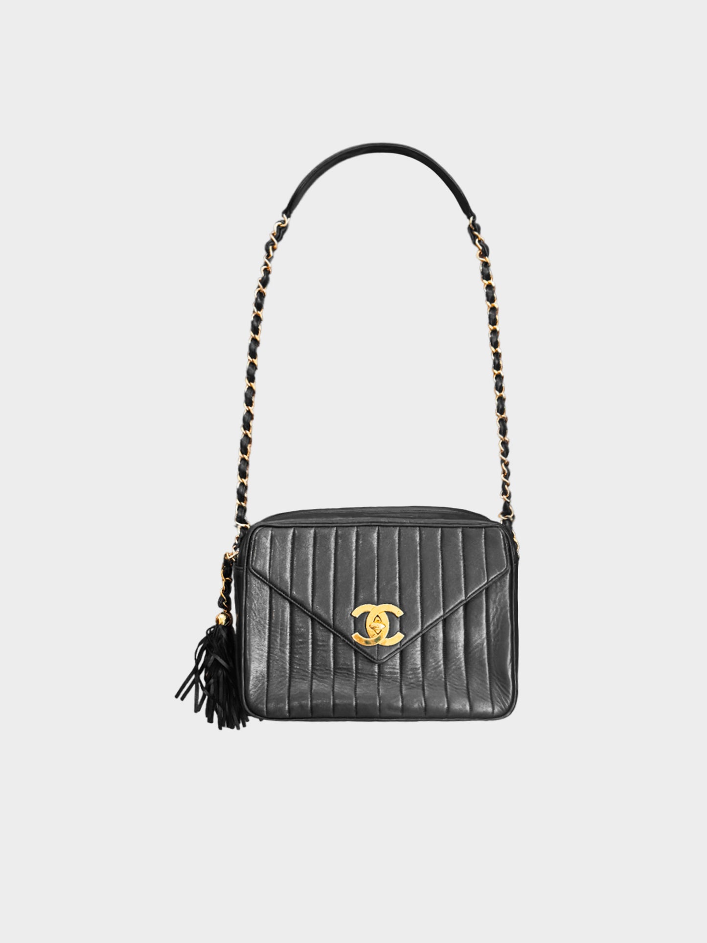 Chanel 1996 Black Vertical Quilted Lambskin Camera Bag