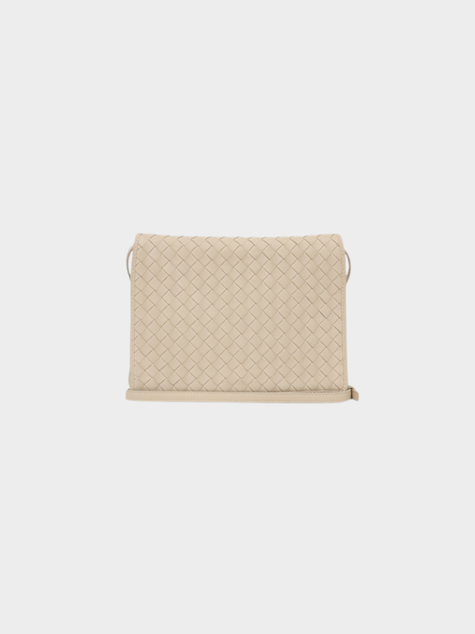 Bottega Veneta 2020s Ivory Leather Intrecciato Shoulder Bag