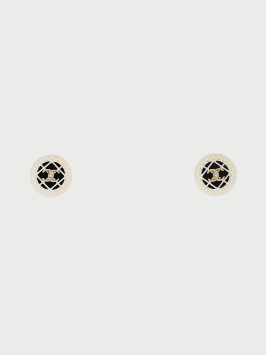 Chanel 2019 Gold Plated Metal Pearl COCO Round Earrings