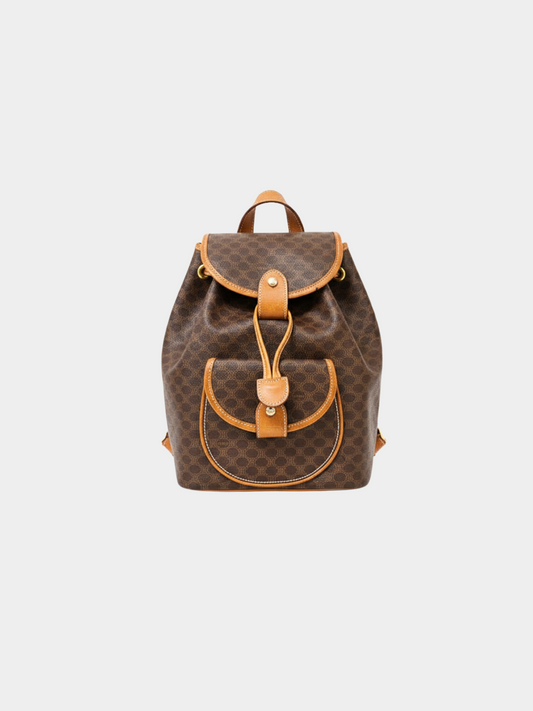 Celine 1990s Brown Macadam Backpack