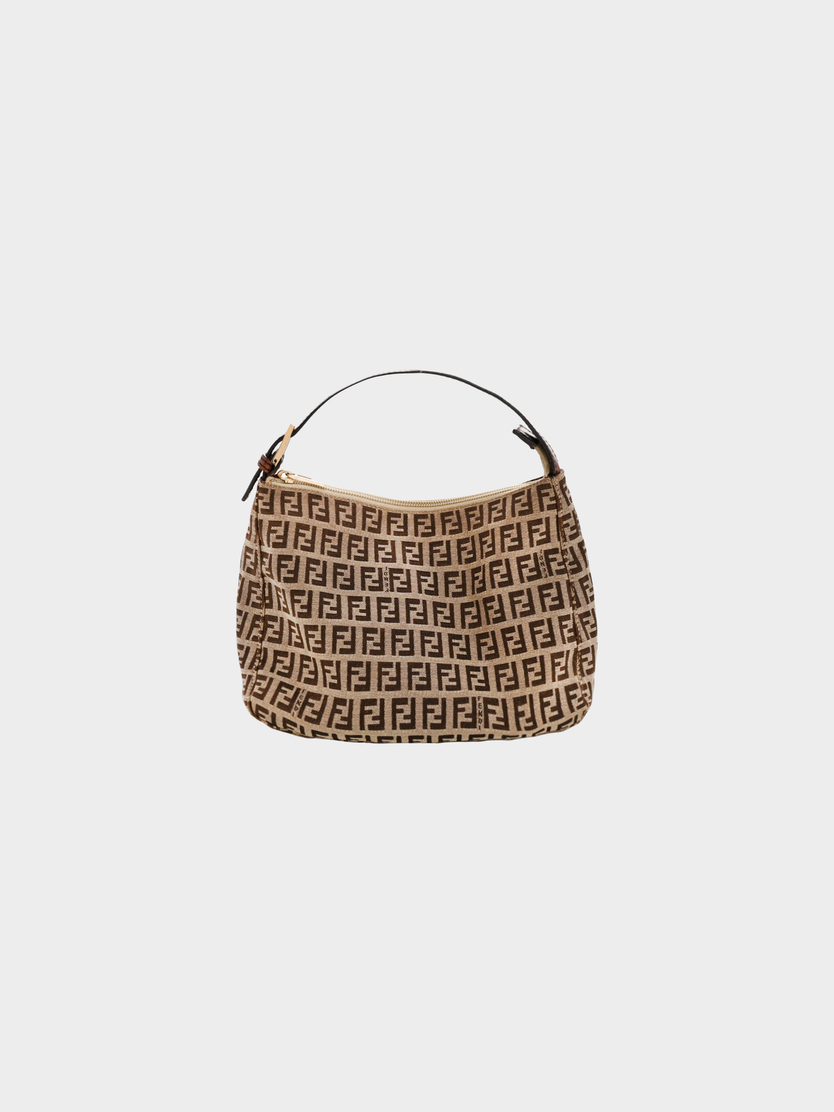 Fendi 2000s Beige Brown Zucchino Canvas Mini Pochette Bag
