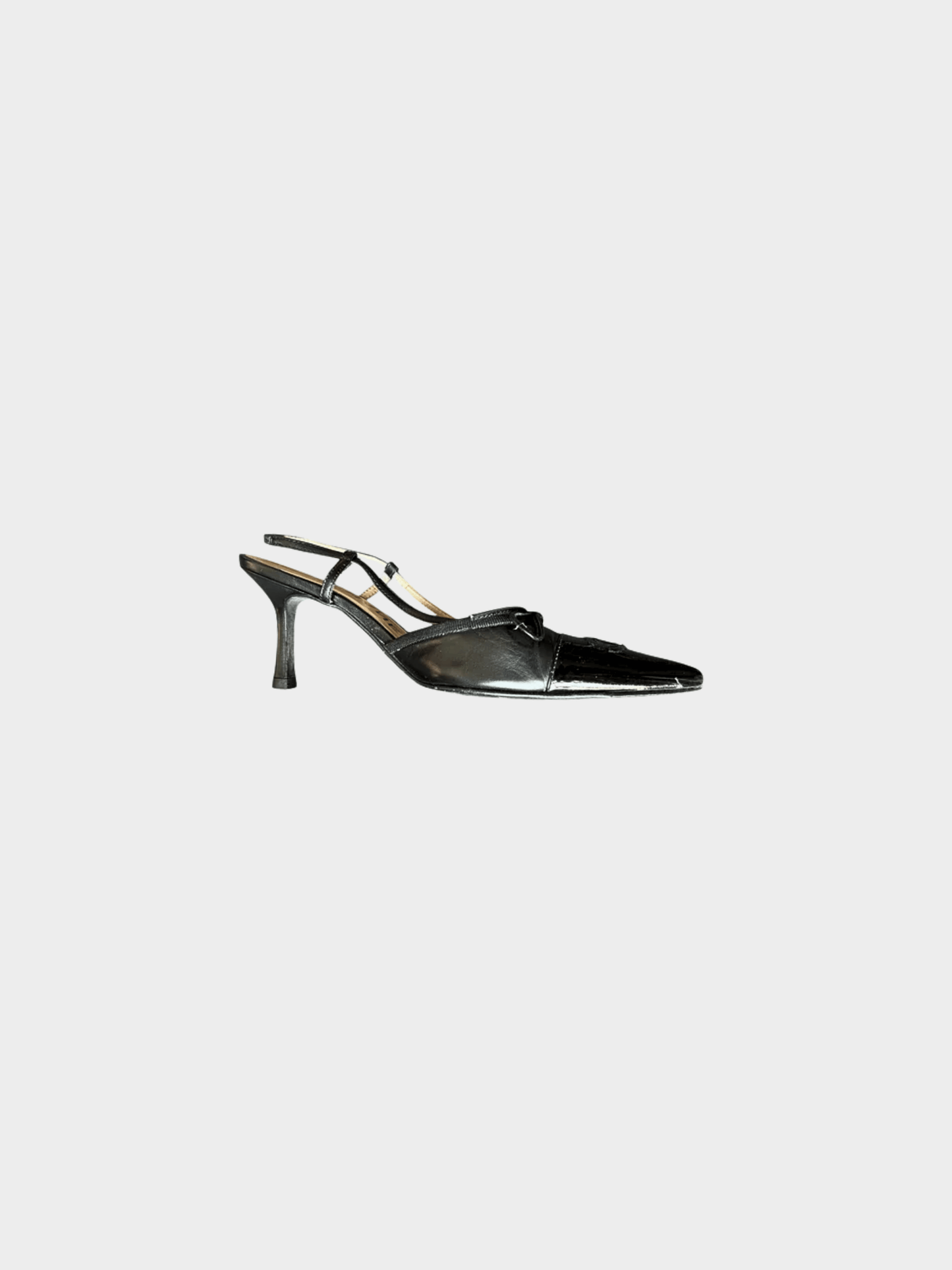 Chanel 2000s Black Leather CC Slingback Pumps