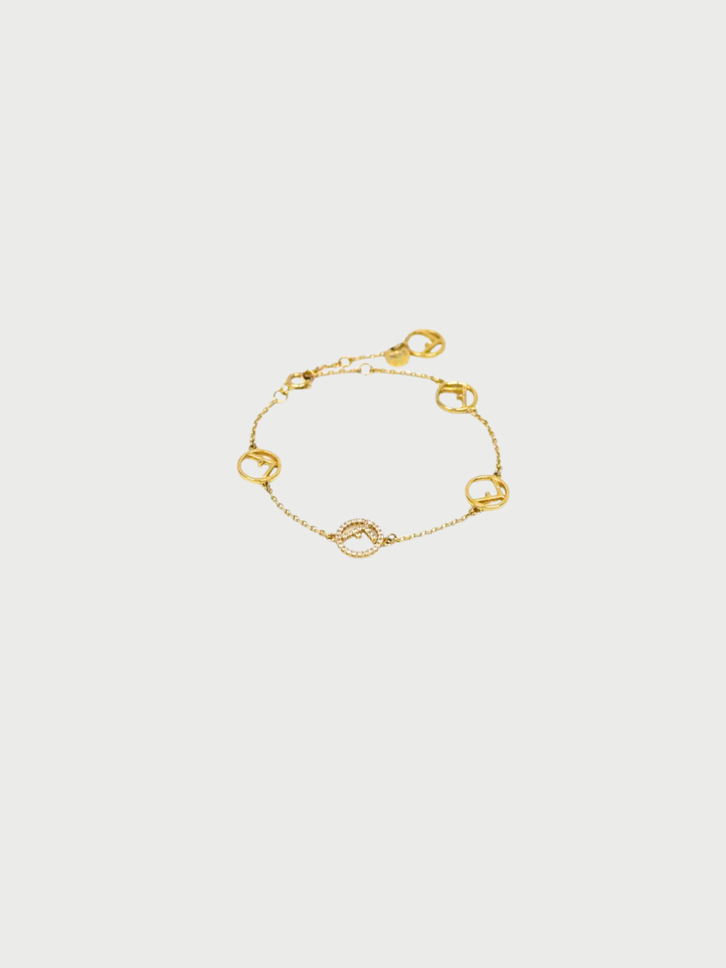 Fendi 2000s Gold Rhinestone F Is Fendi Bracelet