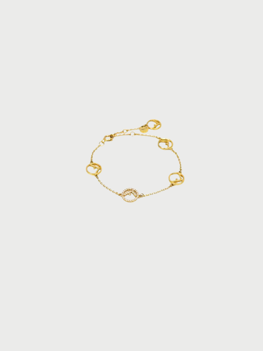 Fendi 2000s Gold Rhinestone F Is Fendi Bracelet