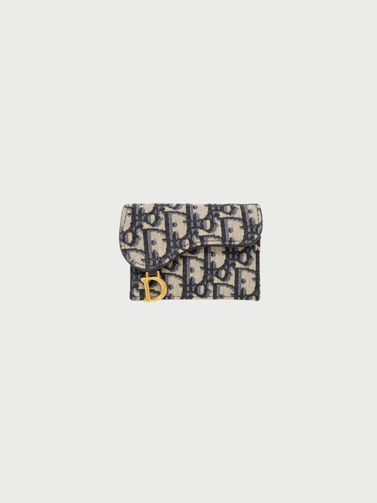 Christian Dior 2000s Navy Trotter Saddle Card Case