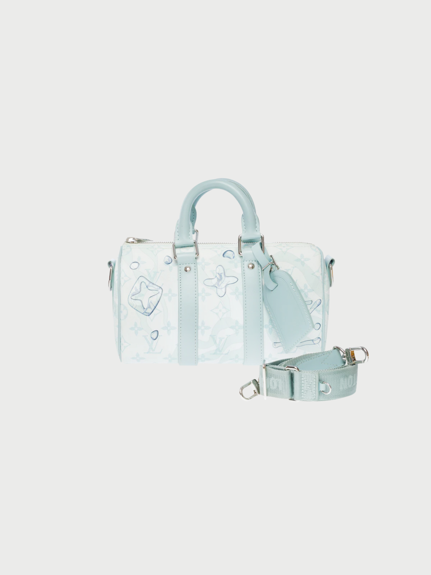 Louis Vuitton 2023 Blue Monogram Aquagarden Keepall Bandoulière 25