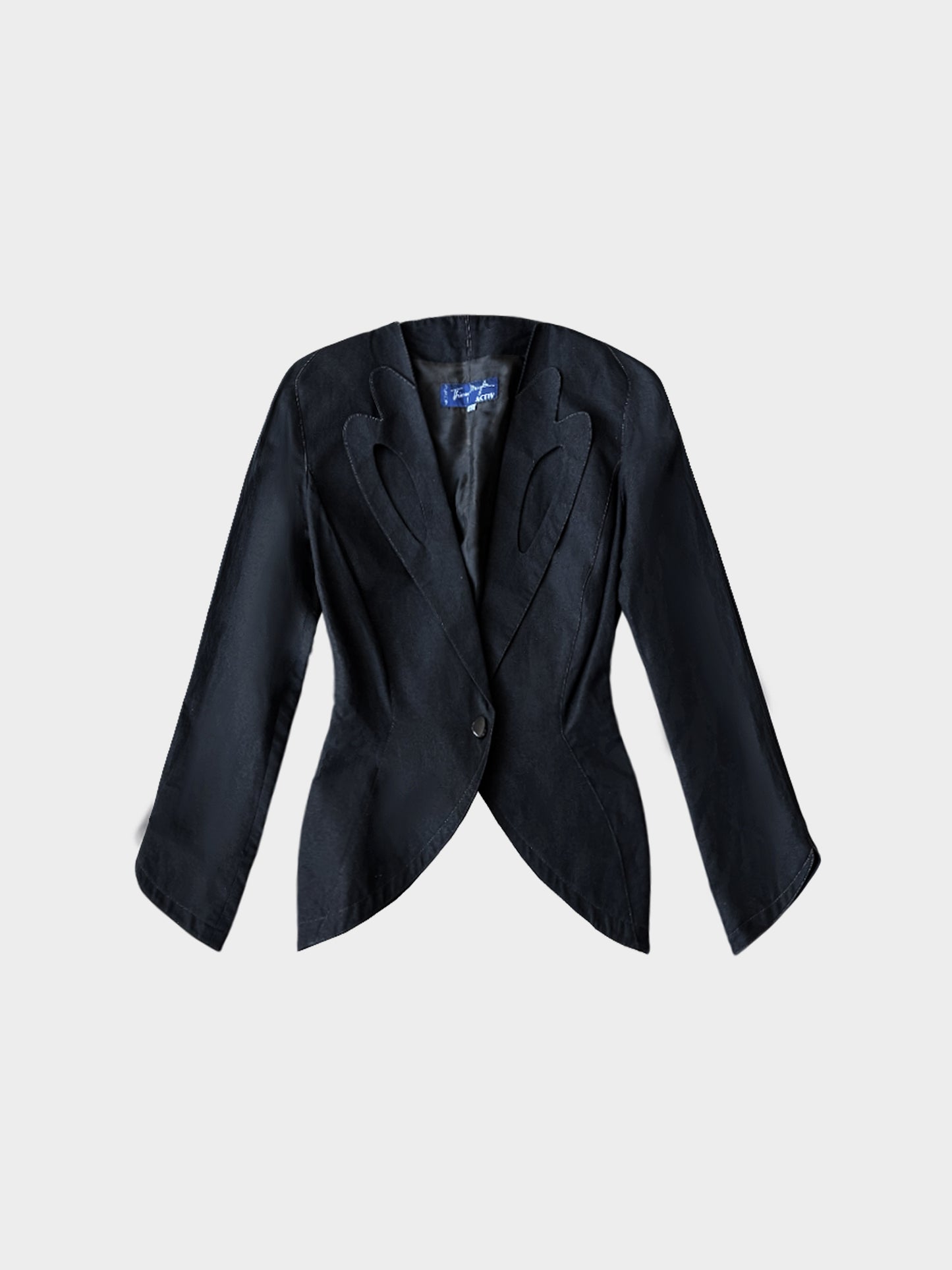 Thierry Mugler Active 1970s Black Cutout Collar Blazer
