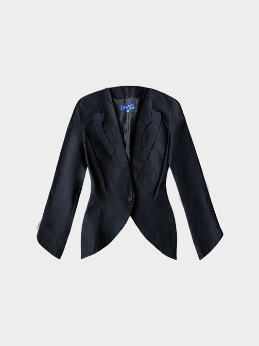 Thierry Mugler Active 1970s Black Cutout Collar Blazer