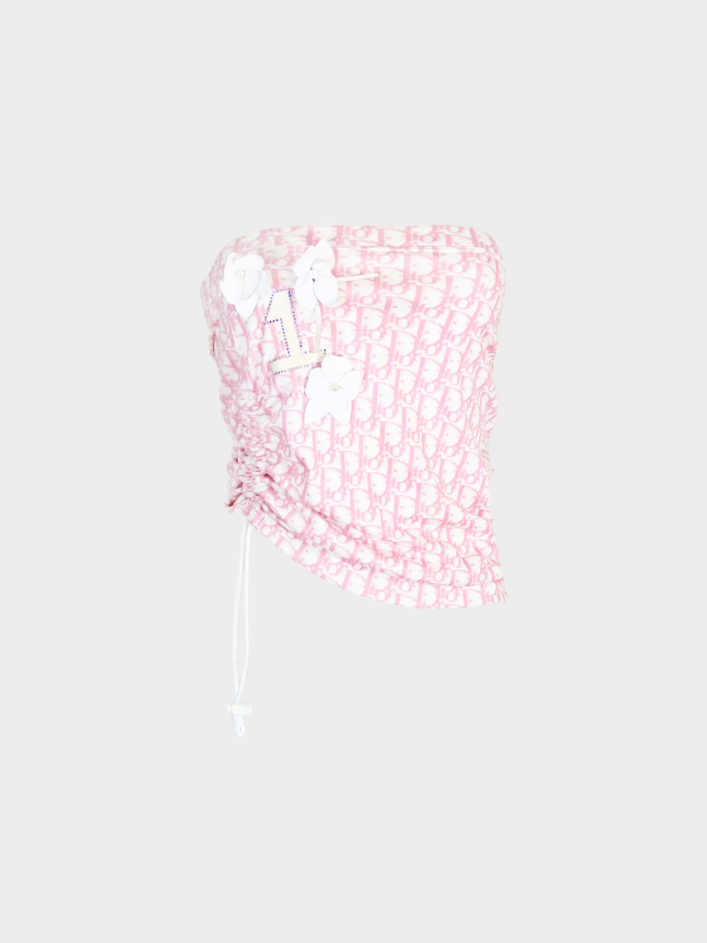 Christian Dior 2000s Pink Diorissimo Flower Tube Top/Skirt