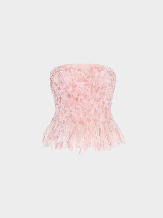 Tom Ford 2010s Pink Feather Bustier Top