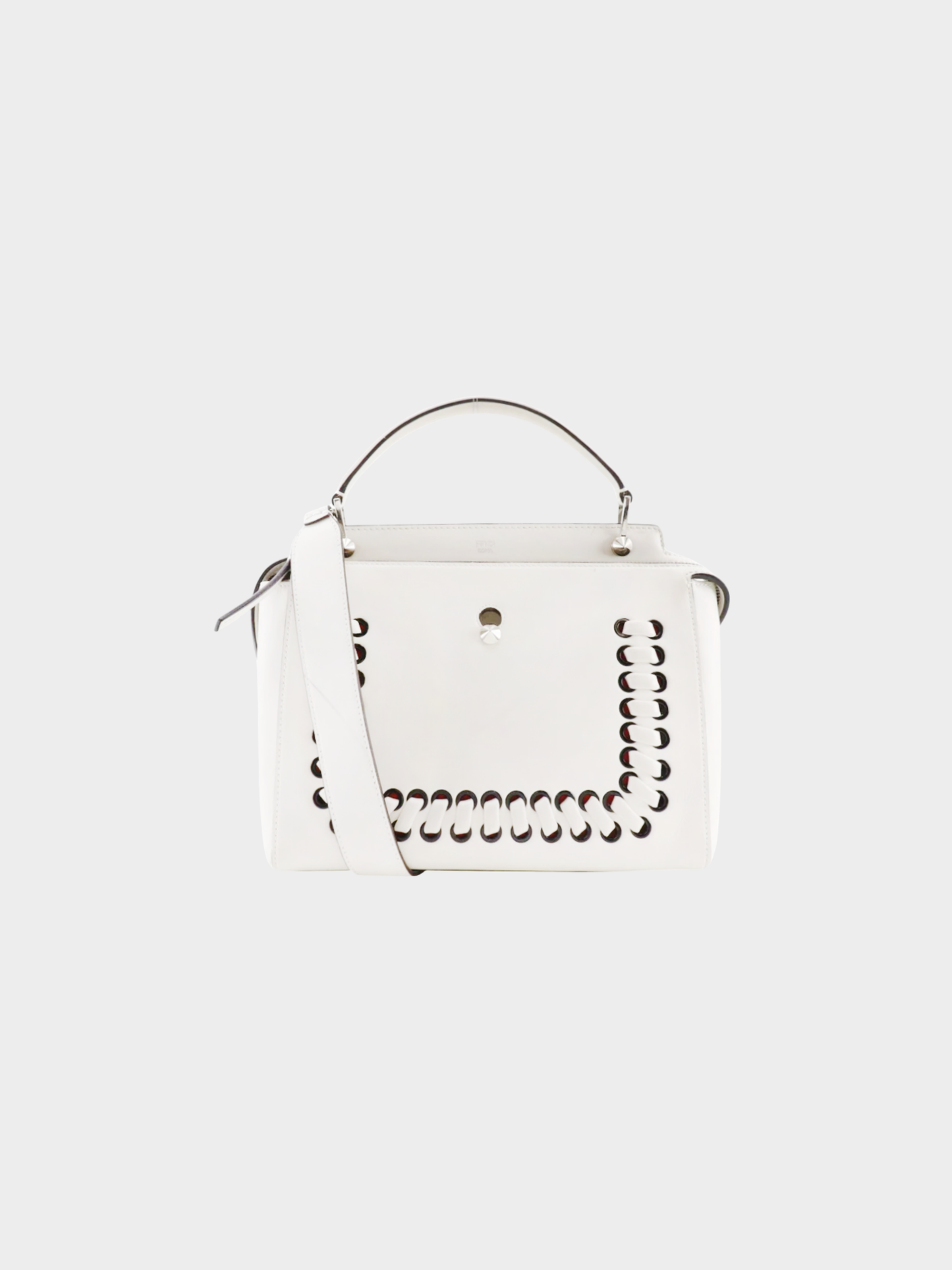 Fendi 2010s White Calfskin Dot Com 2-Way Handbag