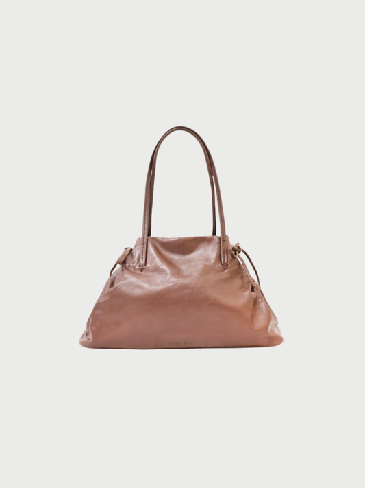 Miu Miu 2000s Brown Leather Logo Handbag