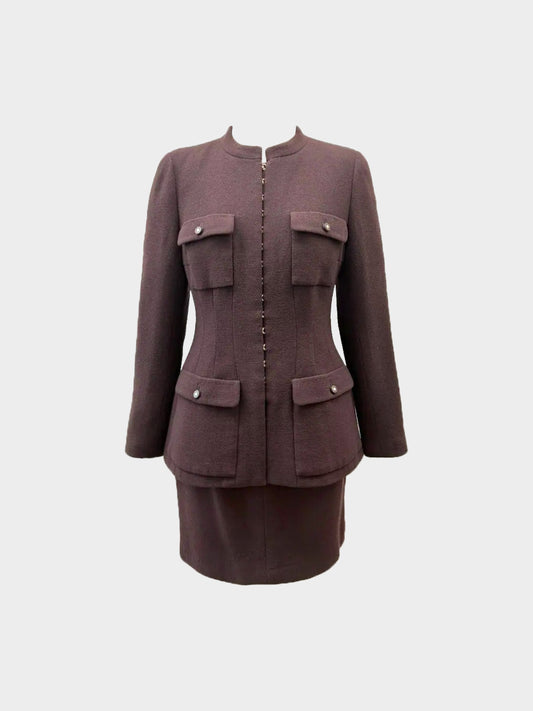 Chanel FW 1996 Chocolate Brown Jacket and Skirt Set