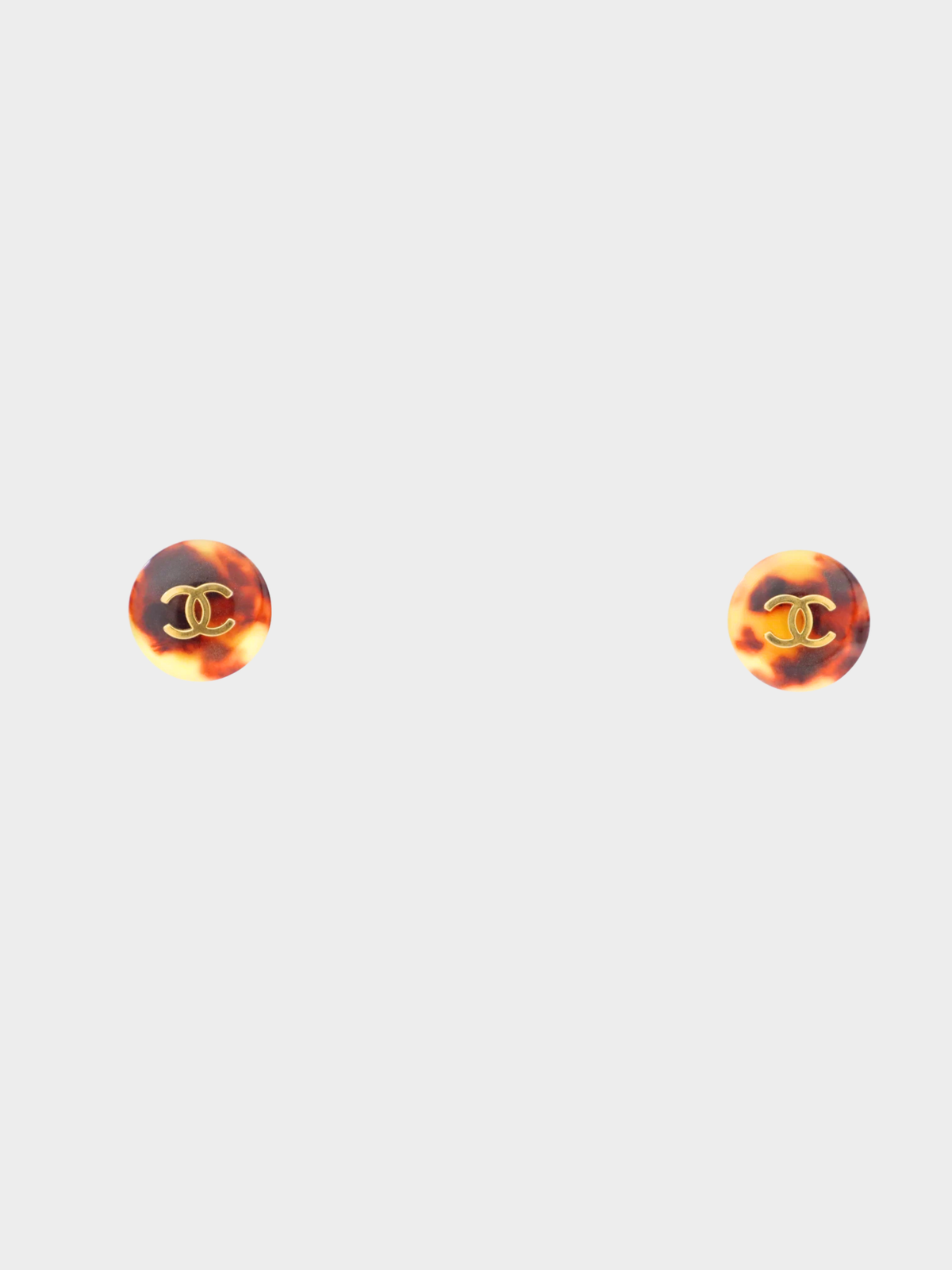 Chanel 1997 Gold Brown Tortoiseshell Coco Round Earrings