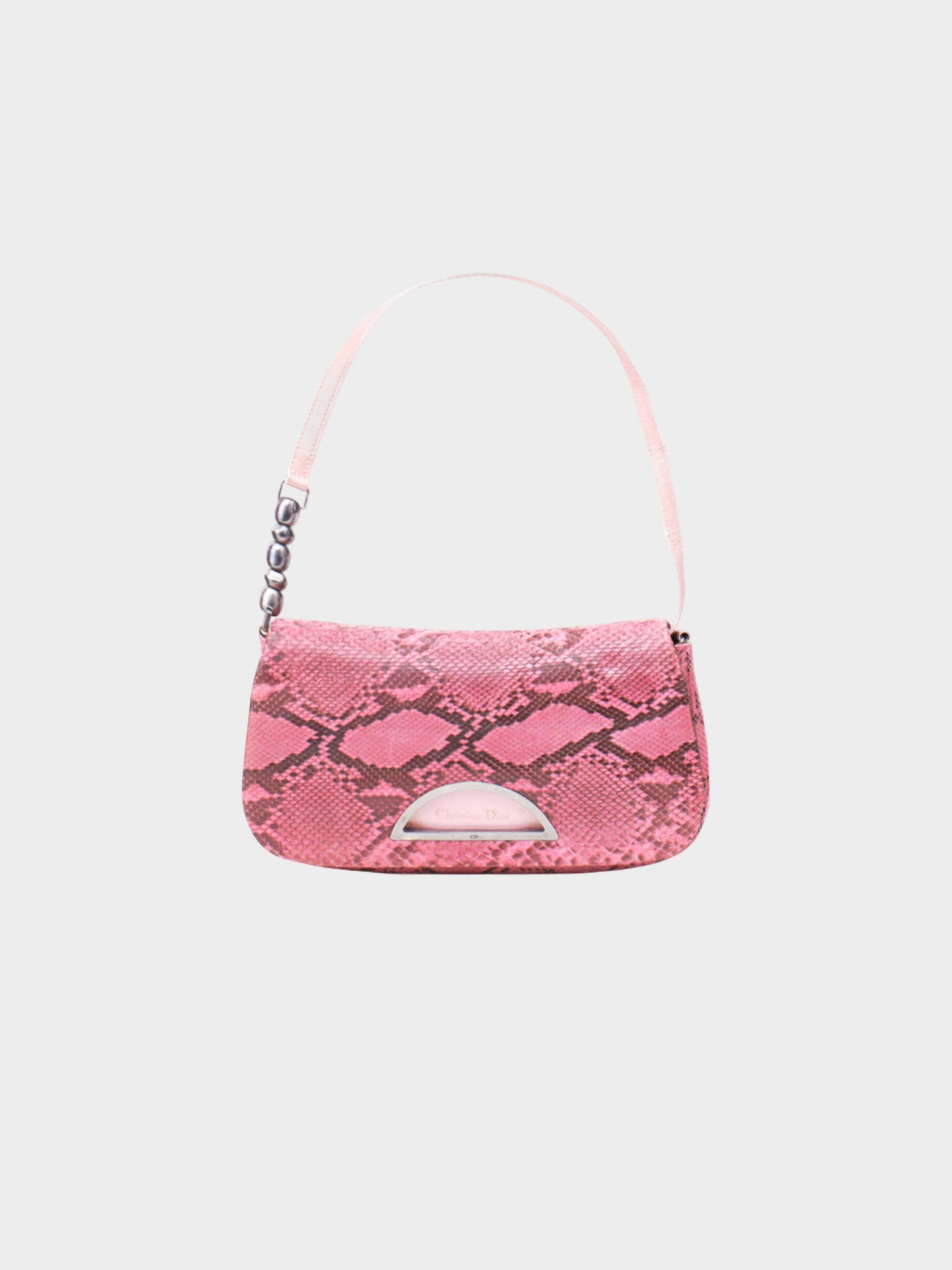 Christian Dior 2000s Pink Python Leather Maris Pearl Shoulder Bag
