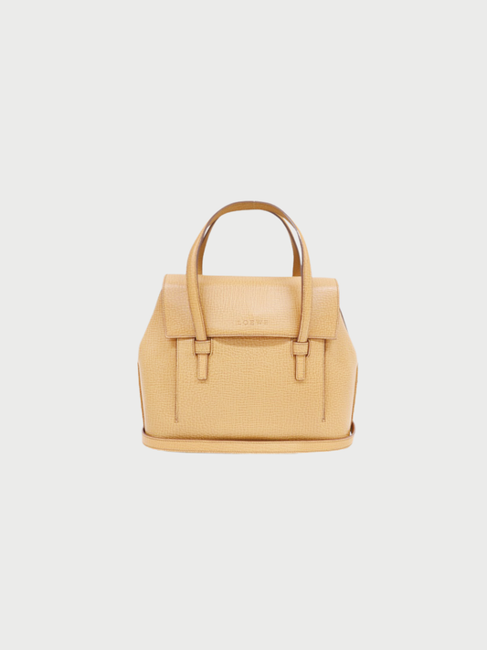 Loewe 1990s Beige Leather Logo 2Way Bag