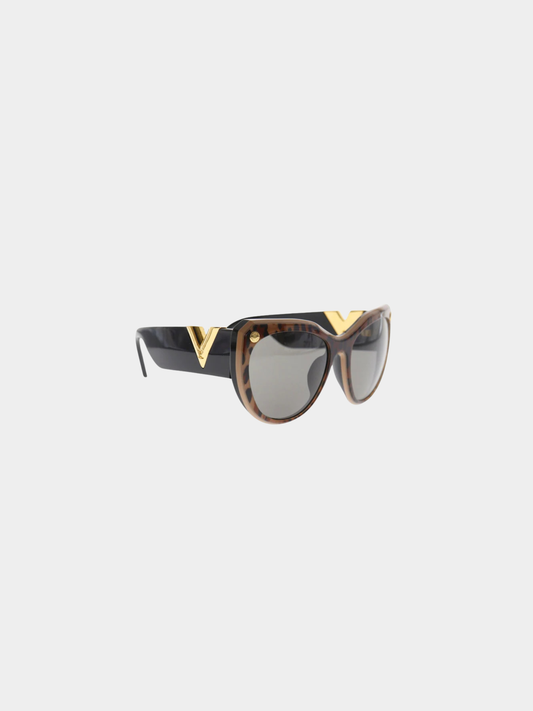 Louis Vuitton 2000s Brown Black Plastic Leopard My Fair Lady Sunglasses