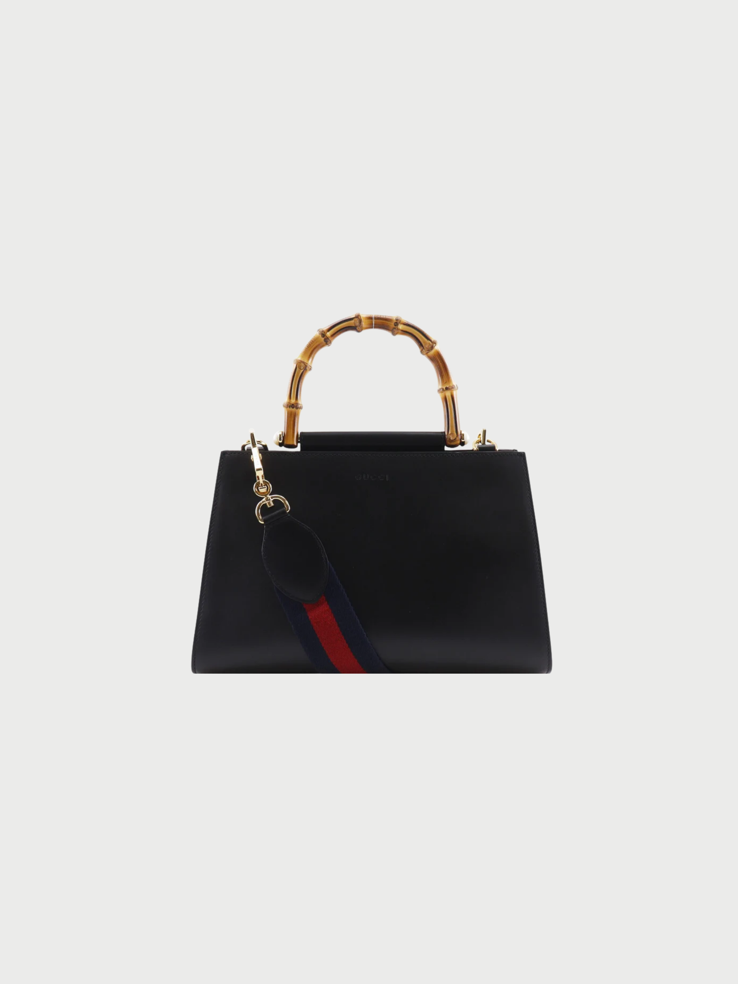 Gucci 2010s Black Calfskin Bamboo Nimfair 2Way Bag