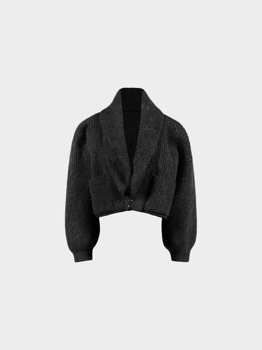 Azzedine Alaïa FW 1985-1986 Black Alpaca and Wool Knit Loose-fitting Cardigan