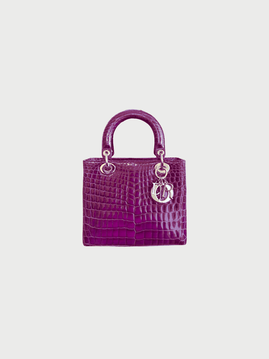 Christian Dior 2000s Magenta Crocodile Medium Lady Dior Bag