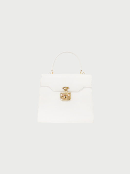 Gucci 2000s White Leather Lady Lock Handbag