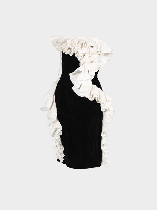 Lanvin FW 2012 Frilled-panel Velvet Mini Dress