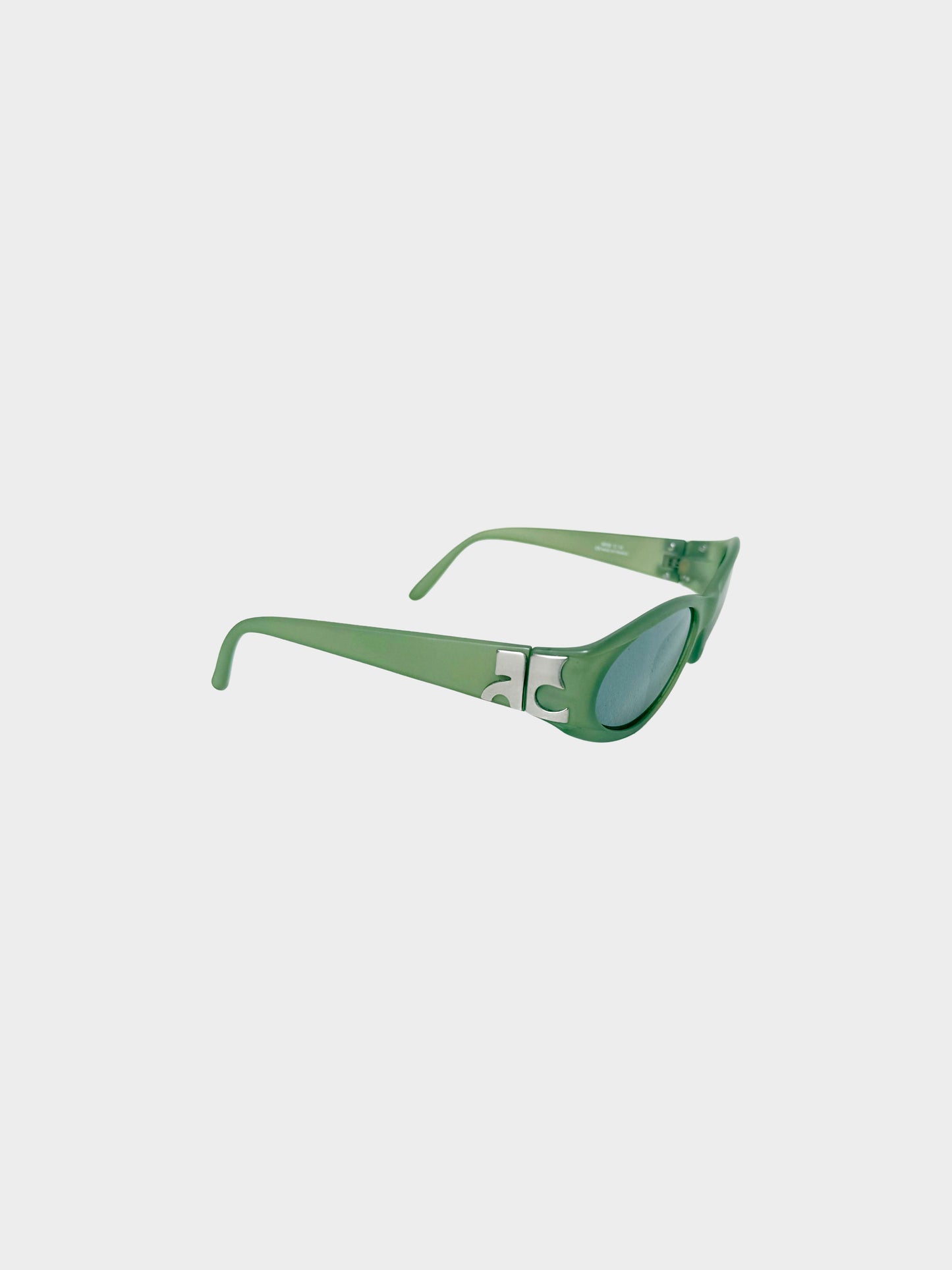Courrèges 1990s Rare Green Semi-translucent Oval Sunglasses