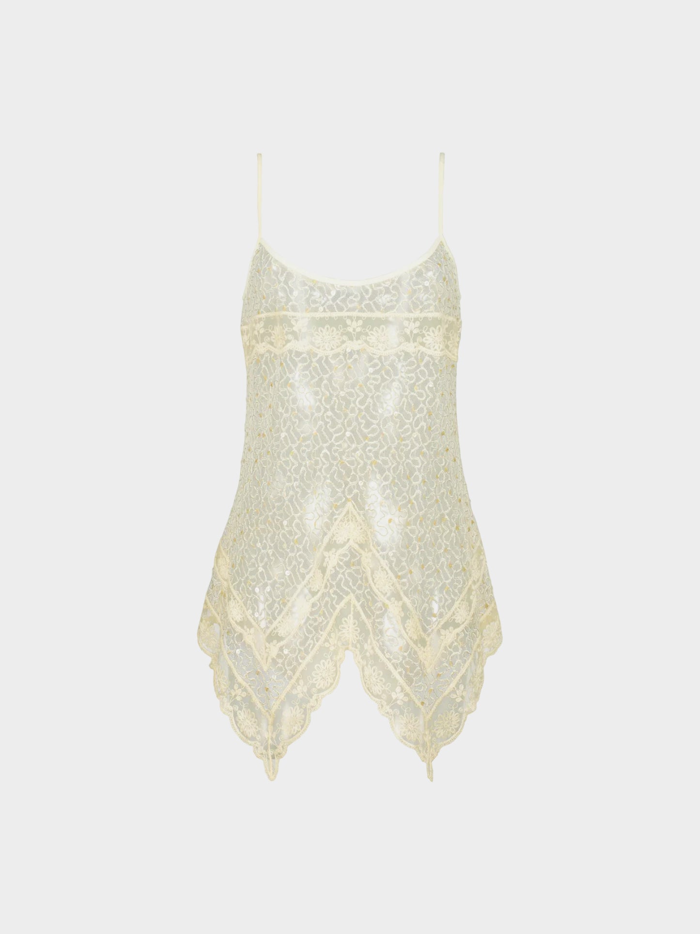 La Perla 1990s Gold Sequins Embroidered Tulle Night Dress