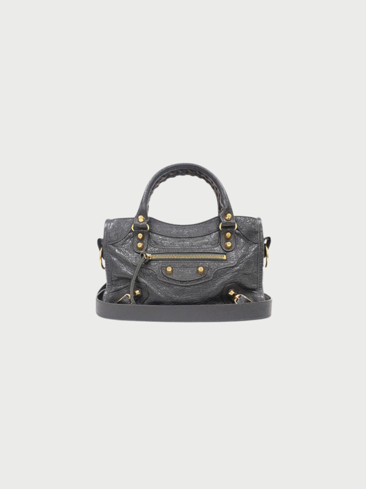 Balenciaga 2013 Gray Leather Classic Mini City Bag