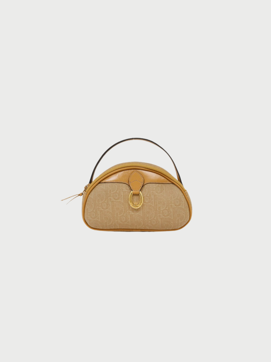 Christian Dior 2000s Beige Trotter PVC Leather Mini Handbag