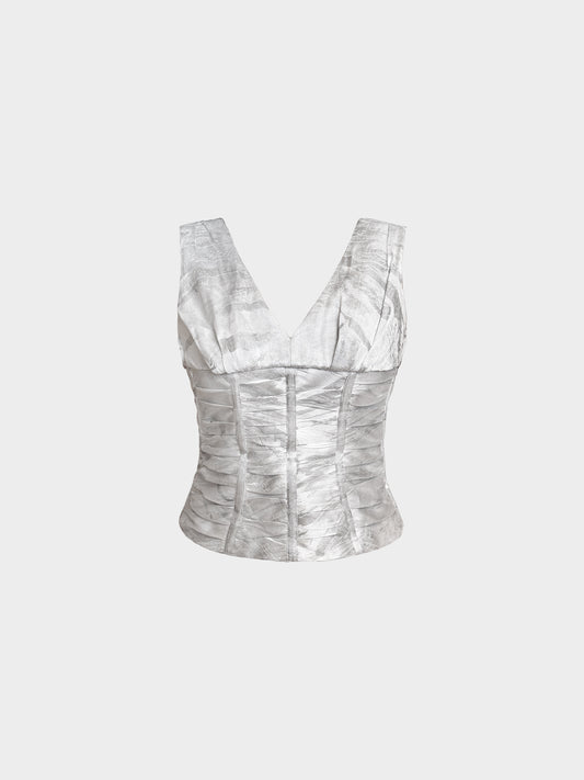 Armani Collezioni 2017 Grey Silk Bustier Top