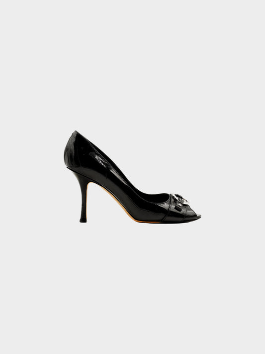 Christian Dior by John Galliano 2000s Black CD Patent Leather Pumps