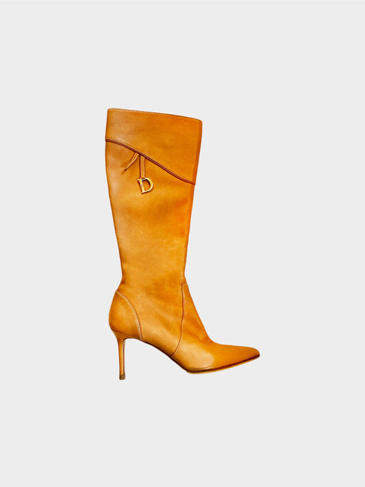 Christian Dior 2000s Gold Hardware Logo Boots