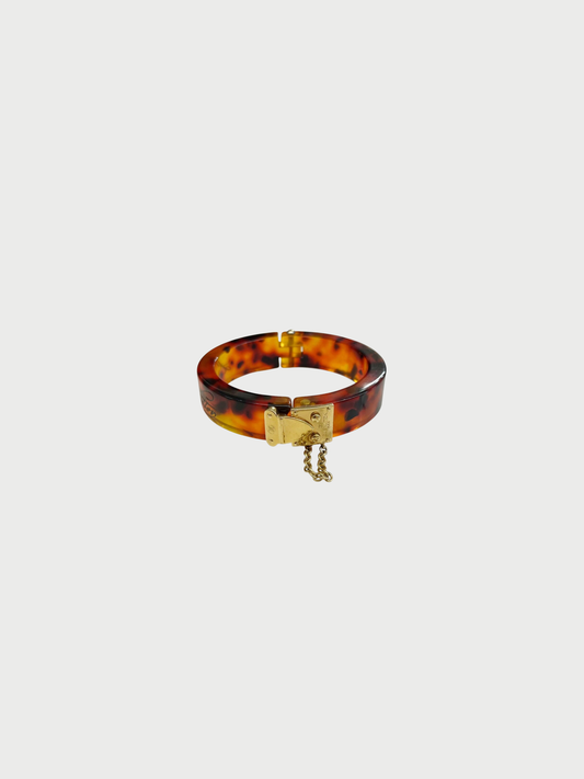 Louis Vuitton 2010s Tortoise Brown Resin Lock Me Bracelet