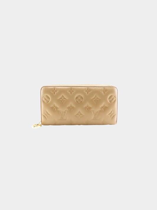 Louis Vuitton 2020s Taupe Beige Lambskin Monogram Coussin Zippy Wallet