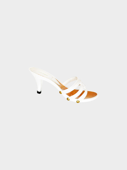 Fendi 2000s White PVC and Wood Kitten Heels