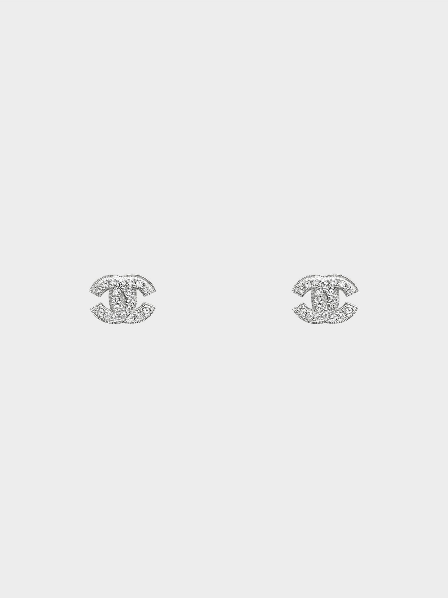 Chanel Fall 2009 Silver Rhinestone CC Clip-On Earrings